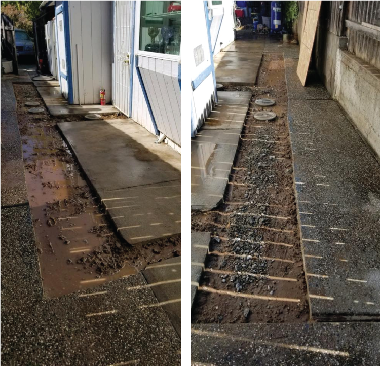 before and after images of sewer replacement in sacramento, ca
